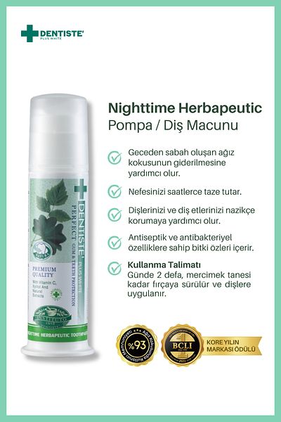 Dentiste Plus Dentiste Nighttime Herbapeutic Mouth Scent Prevention Pump Toothpaste 120Gr