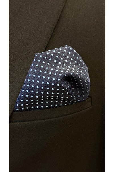 Dearmise Тъмносиня и синя премиум вратовръзка и кърпичка на точки в подаръчна кутия