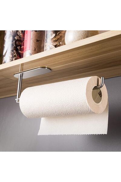 DELTAHOME Paslanmaz Çelik Yapışkanlı Kağıt Havluluk - 2 Adet Banyo Askısı SET - Anında Kolay Montaj Vida Yok!