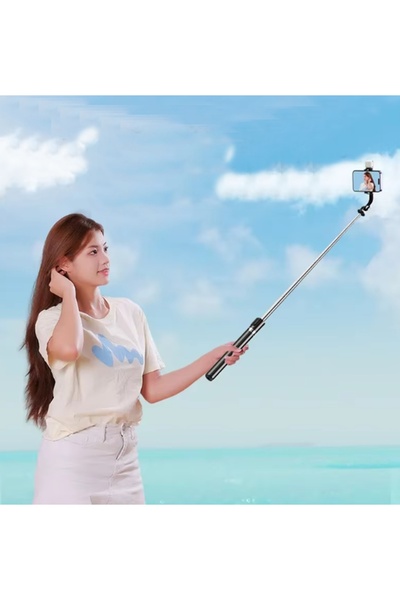 gaman R1S-L Bluetooth Kumandalı 170cm Tripod Led Işıklı Selfie Çubuğu Telefon Tripodu - Monopod