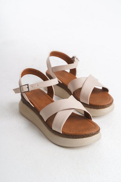TOLGSHOES SANDALE ZILNICE DE DAMĂ CU TALPA ÎNALTĂ MODEL CRUCE