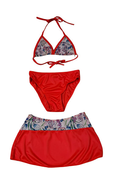 Butik مجموعة بيكيني تنورة للفتيات باللون الوردي الداكن من Glowzia