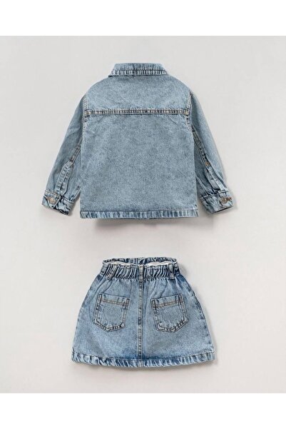 Yalçınoğlu Kids Girl's Eid Suit with Heart Embroidery Stylish and Comfortable Jean Set