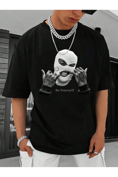 OVER HEAD Tricou oversize cu imprimeu Gangster Be Yourself pentru bărbați