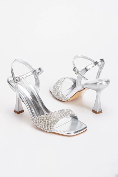 DARUGA حذاء نسائي بكعب رفيع مفتوح من الخلف ومفصل بأحجار الراين للسهرة