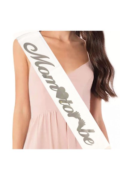 turkuaz parti Mom to Be Silver Crown-Sash Set Baby Shower, Gender Party