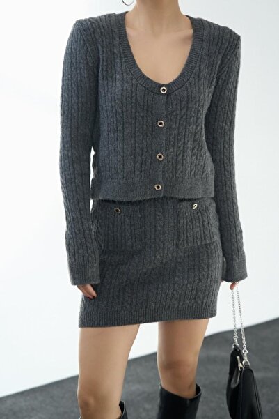 JANES Антрацитовий плетений та ефектний комплект