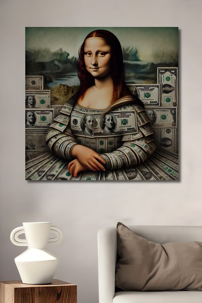 Teona Ahşap Para Kraliçesi Mona Lisa Dekoratif Ahşap MDF Dikdörtgen Ev,İşyeri...