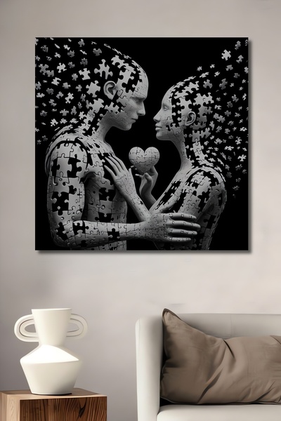 Teona Ahşap Puzzle Aşk Dekoratif Ahşap MDF Dikdörtgen Ev,İşyeri Duvar Tablo