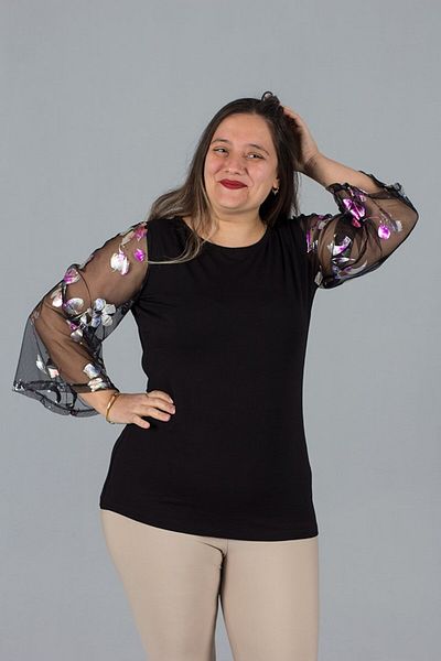 Truva XXL Large Size Sleeve Tulle Blouse