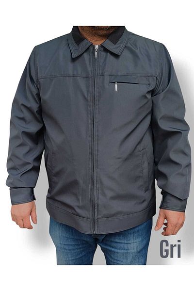Ünal Giyim Collar Straight Plus Size Seasonal Father's Coat