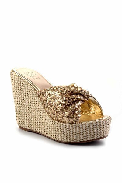 Bambi Altın Leather Kadın Terlik K04480092603