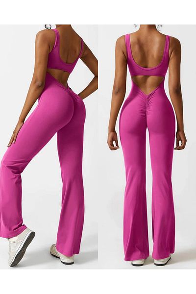 hipnoz butik Women's Submersible Fabric Back Low-Cut Suspender Jumpsuit