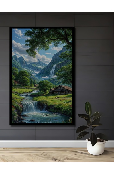 Teona Ahşap Dağ Manzaralı Ahşap MDF Dekoratif Dikdörtgen Ev,İşyeri Duvar Tablo