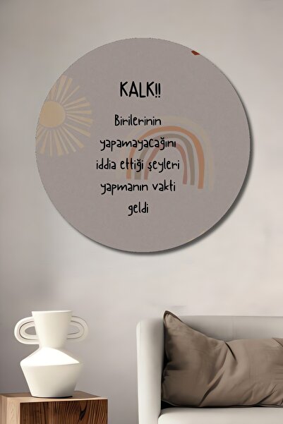 Teona Ahşap Motivasyon Mesajlı Dekoratif Ahşap MDF Yuvarlak Ev,İşyeri Duvar T...