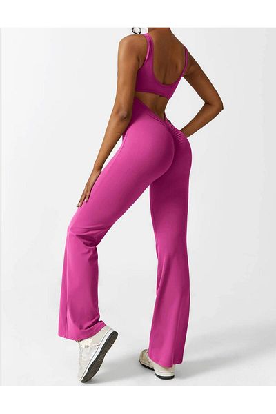hipnoz butik Women's Submersible Fabric Back Low-Cut Suspender Jumpsuit