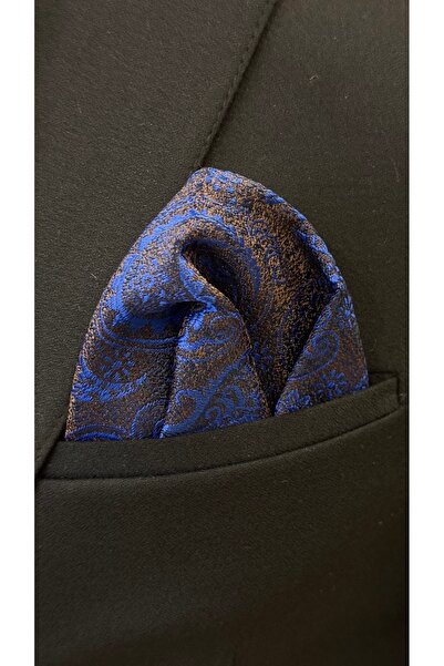 Dearmise Premium γραβάτα και μαντήλι με μπλε & καφέ σάλι με σχέδιο δώρου