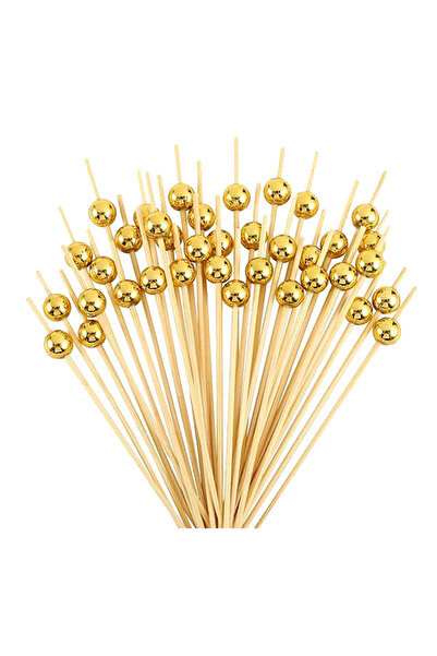 Partimarka أعواد أسنان لؤلؤية ذهبية معدنية مقاس كبير