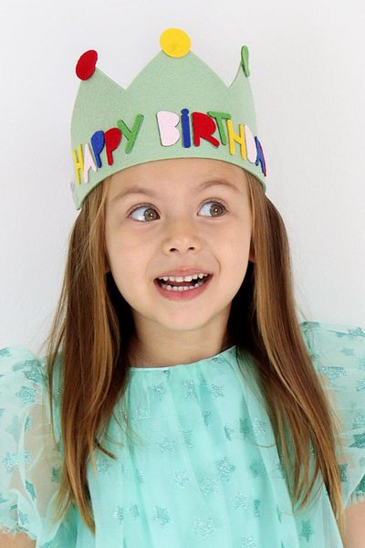 Le Mabelle Πράσινο ελαστικό τσόχα Happy Birthday Crown