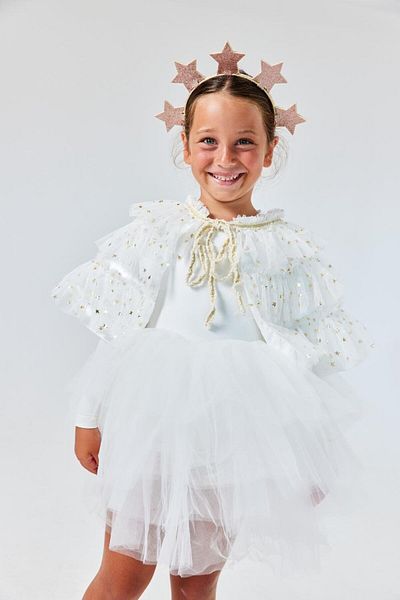 Le Mabelle White Star Girl's Short Cape
