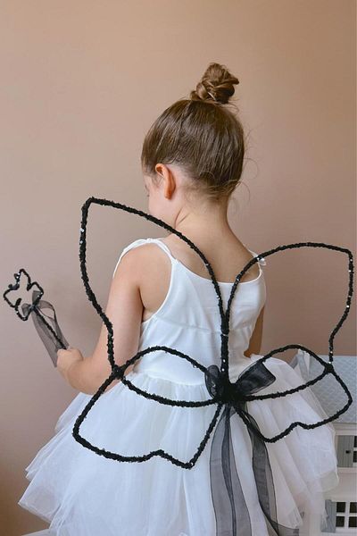Le Mabelle 2-Piece Black Sequin Butterfly Wing Wand Set