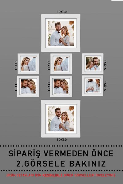 yhfoto 2 Pieces 30x30 6 Pieces 15x15 White Frame - Multiple Frame Set in Different Sizes - Photo Frame