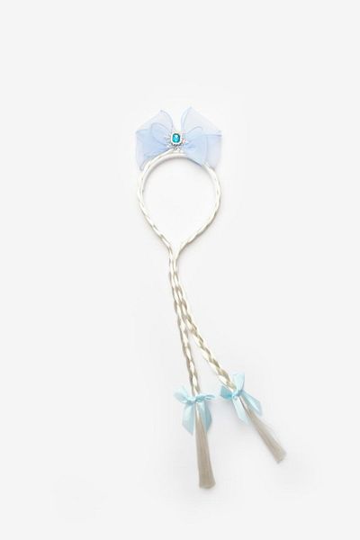 Le Mabelle Girl's Crown with Blue Bow and Braided Hair