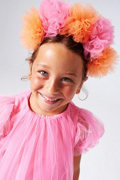 Le Mabelle Fuchsia Shades 5-Piece Tulle Pompom Girl's Crown