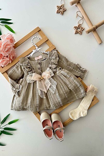 Minigimin Cicileri Miniğimin Cicileri Organik Pamuk Müslin Fiyonk Detaylı Çor...