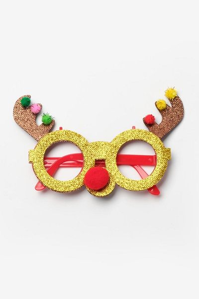 Le Mabelle Children's Christmas Party Glasses with Yellow Pompom Detail