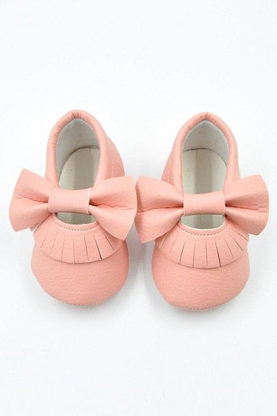 Le Mabelle Powder Bow Tassel Baby Shoes