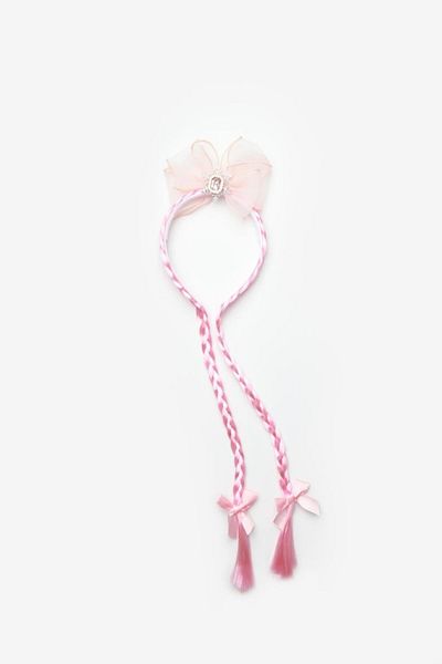 Le Mabelle Girl's Crown with Pink Bow and Braided Hair