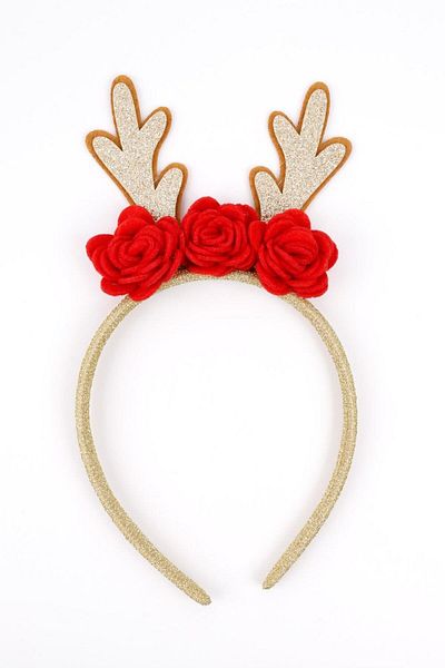 Le Mabelle Red Rose Detailed Stag Horn Girl's Crown