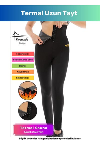 Fernanda Leggings lungi cu agrafe termice Seria de slăbire, arderea grăsimilor și saună de transpirație fermă