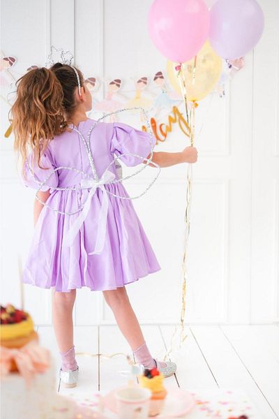 Le Mabelle Ασημένιο Glitter Σετ κορώνα με φτερό πεταλούδας 3 τεμ