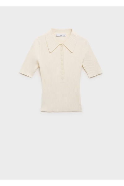 MANGO Woman Fitilli triko polo yaka kazak