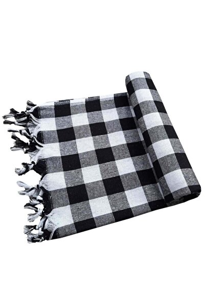 Mira Home 150x150 cm Kareli Yer Sofra Bezi Piknik Masa Örtüsü Saçaklı