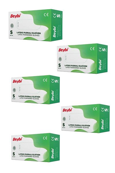 P Parla Latex Powdered Gloves 5 Boxes of 100 Size S