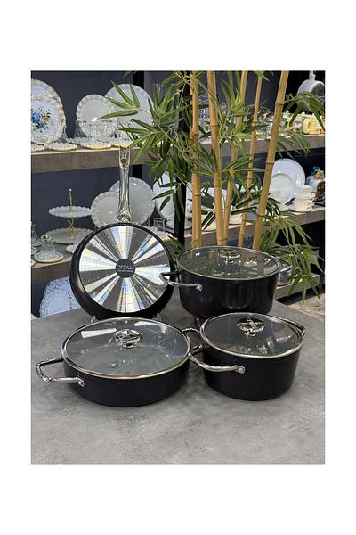 AROW Ceramic Luxury Pot Set - 7 Piece Black