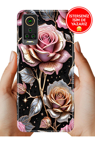 General Mobile GM 22 Pro G702 Kılıf Lüks Desenli Silikon Cover Case Gold Gül
