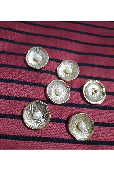 beyna aksesuar Μεταλλικό μπλέιζερ με χρυσό μαργαριτάρι - 2,29 εκ., μοντέλο Oyster, κουμπί καμπαρντίνας, συσκευασία 6 τεμαχίων