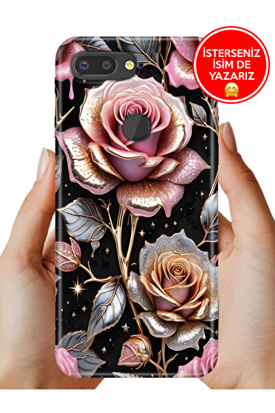 General Mobile GM 9 Pro Kılıf Lüks Desenli Silikon Cover Case Gold Gül