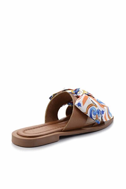 Bambi Barna bézs valódi bőr női papucs K 04376050003