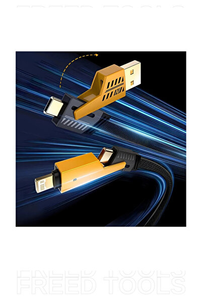 FREED TOOLS 65w 4 In 1 Hızlı Şarj Naylon Örgülü Pd Hızlı Şarj Kablosu Iphone Android Uyumlu Kablo