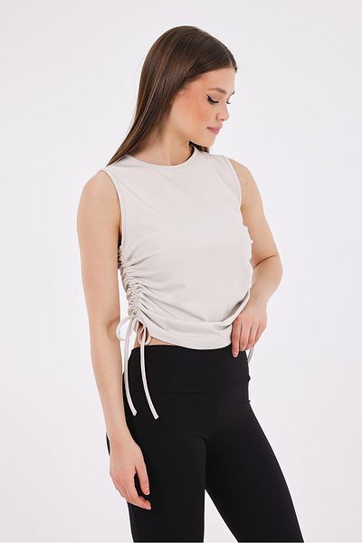 Scorp Women's Side-Shirred Sports Athlete White and Beige