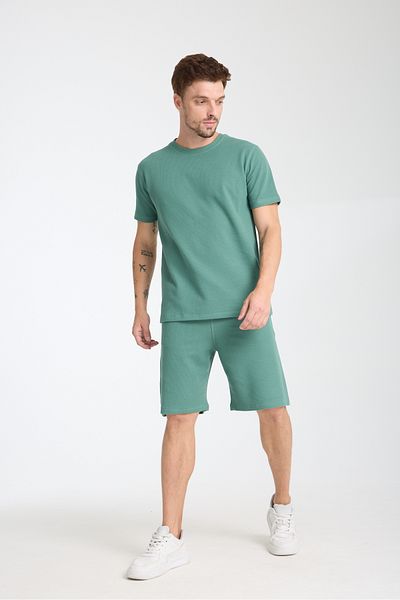 KAPHONE Men's Waffle Fabric Tshirt Shorts Suit