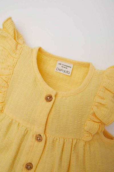 DeFacto New Season Baby Girl Crew Neck Seersucker Textured Short Sleeve Shirt