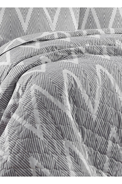UPSTYLE Kapitone Yatak Örtüsü Seti Tek Kişilik Olivia Gri