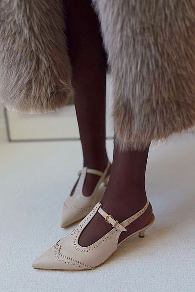POLKA STORE Diana Retro Pointed Toe Buckle Heeled Women's Shoes