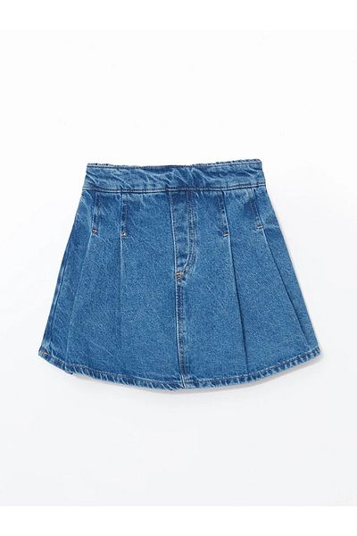 LC Waikiki Fusta scurtă de jeans pentru fete LCW Kids Indigo cu talie elastică